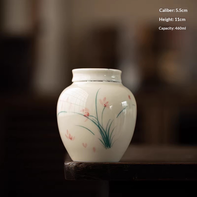 Hand-painted Underglaze Yellow Glaze Ceramic Household Chinese-style Airtight Tea Caddy