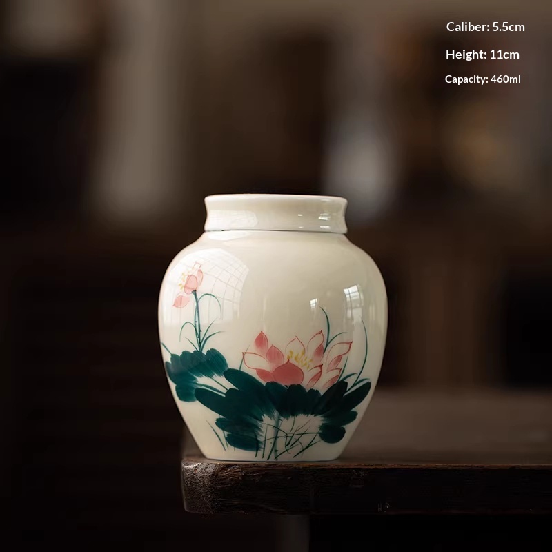 Hand-painted Underglaze Yellow Glaze Ceramic Household Chinese-style Airtight Tea Caddy