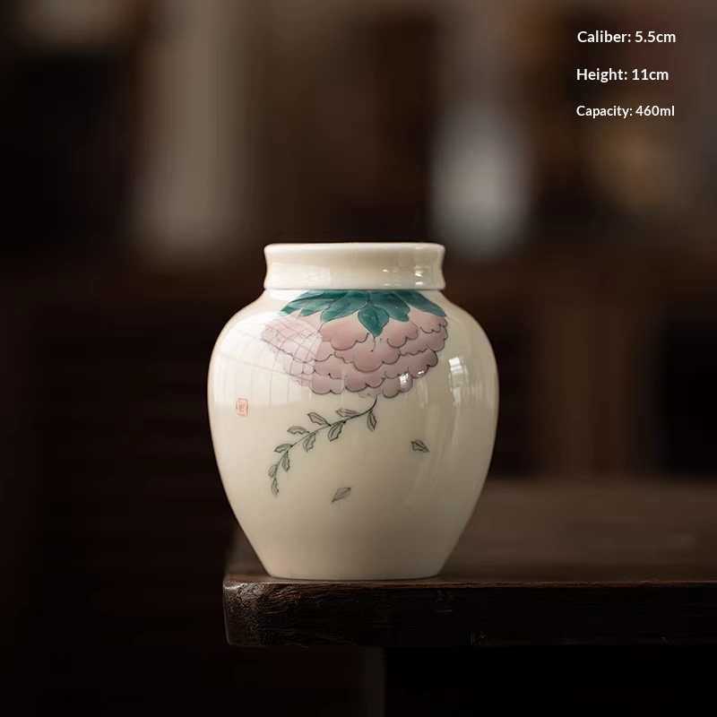 Hand-painted Underglaze Yellow Glaze Ceramic Household Chinese-style Airtight Tea Caddy