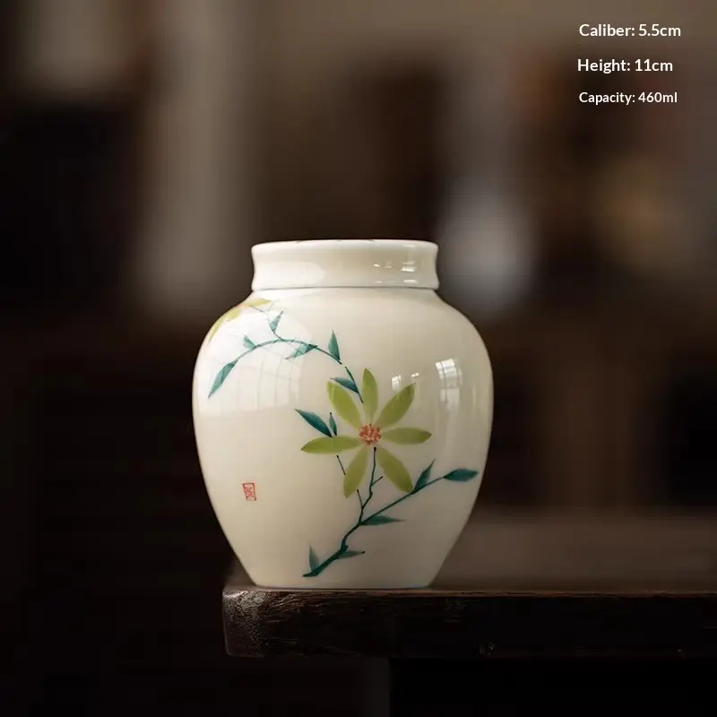Hand-painted Underglaze Yellow Glaze Ceramic Household Chinese-style Airtight Tea Caddy