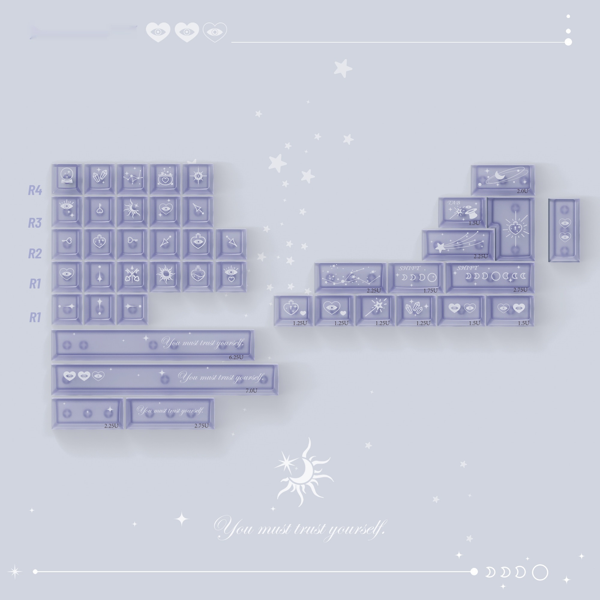 Original-Height PBT Mechanical Keyboard Keycaps For Magical Experiments