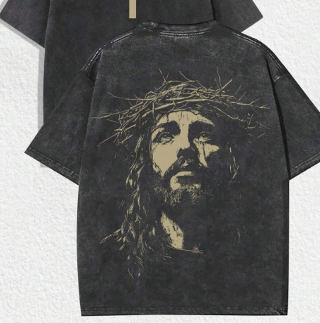 1 PC Religious With Crown Of Thorns Graphic Tee Featuring