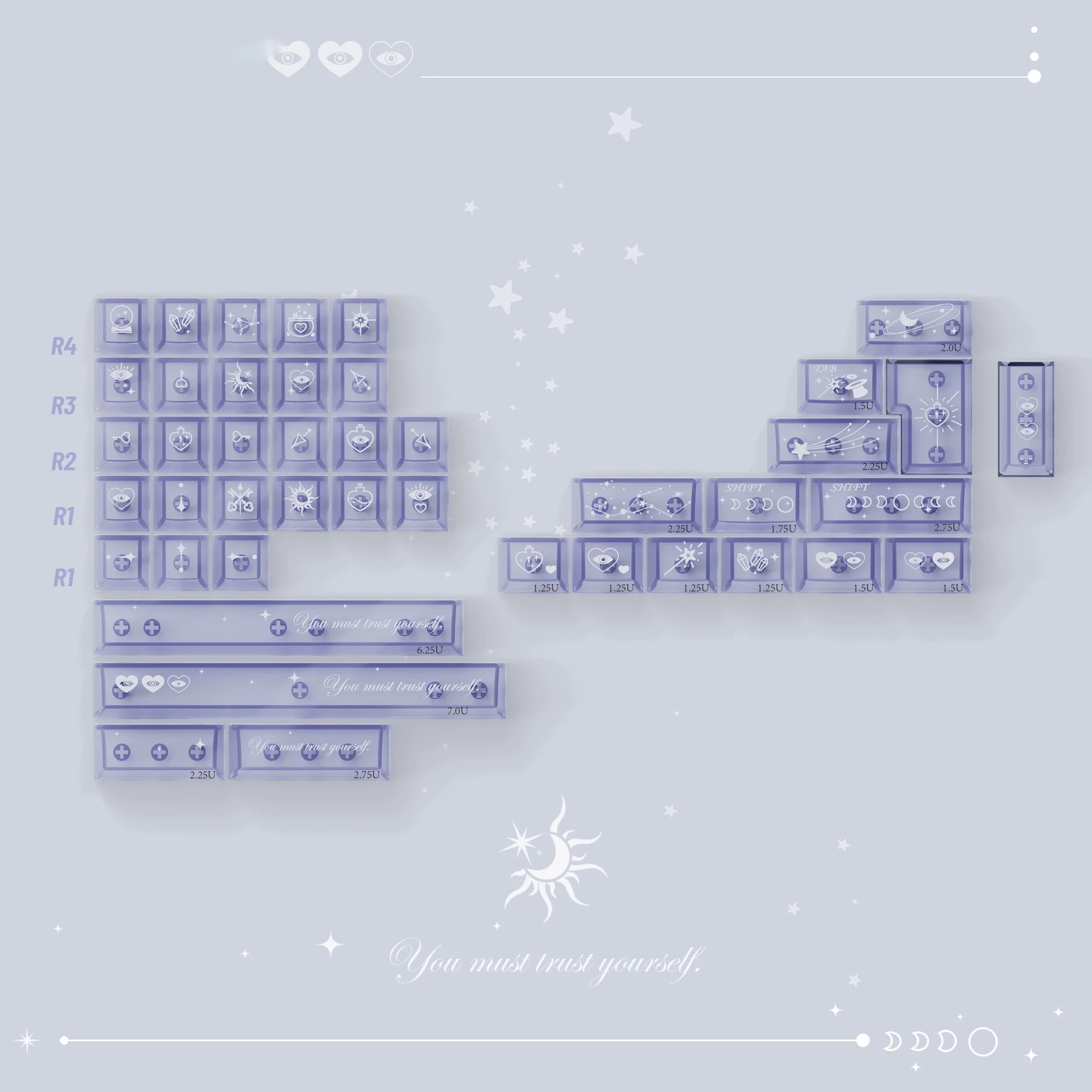 Original-Height PBT Mechanical Keyboard Keycaps For Magical Experiments