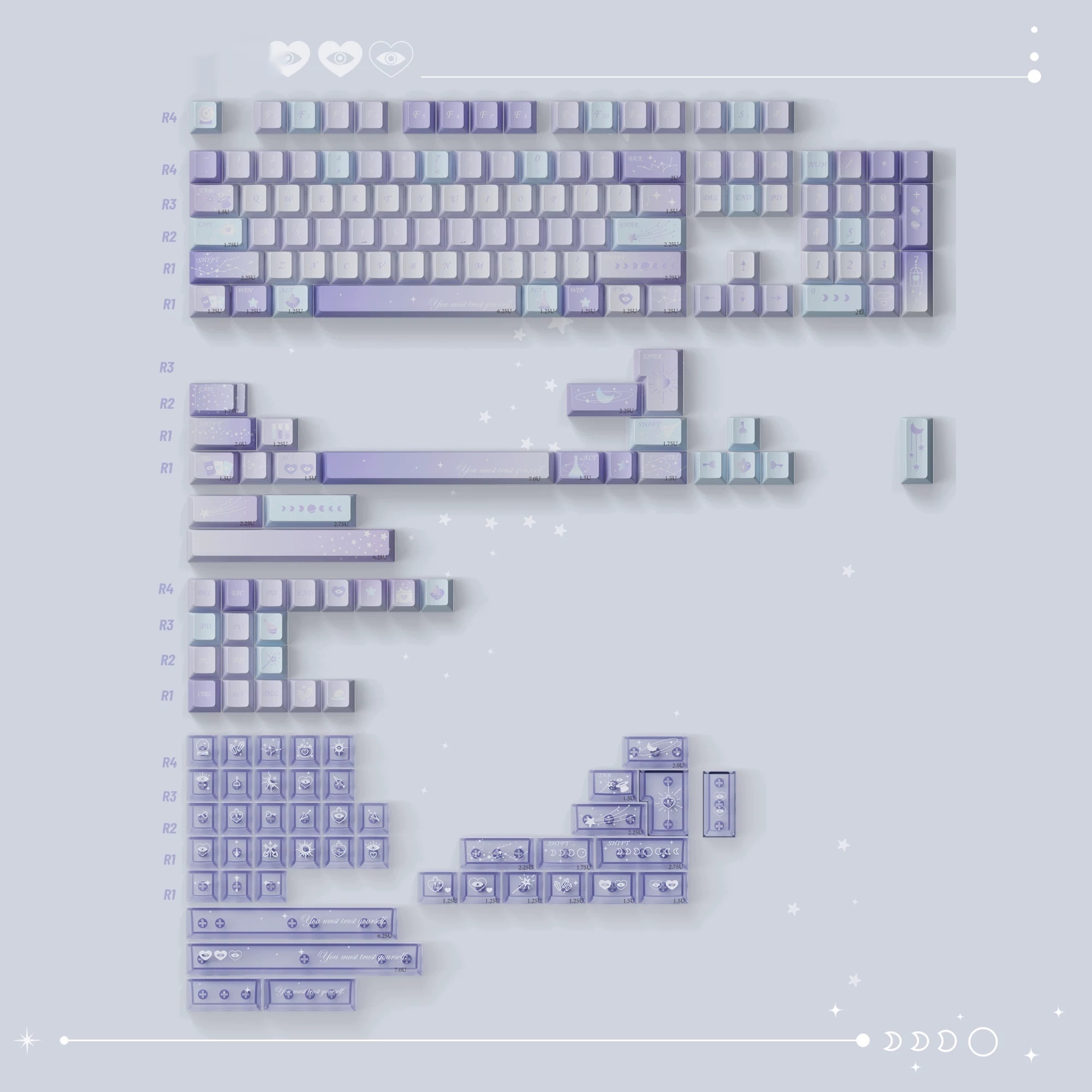 Original-Height PBT Mechanical Keyboard Keycaps For Magical Experiments