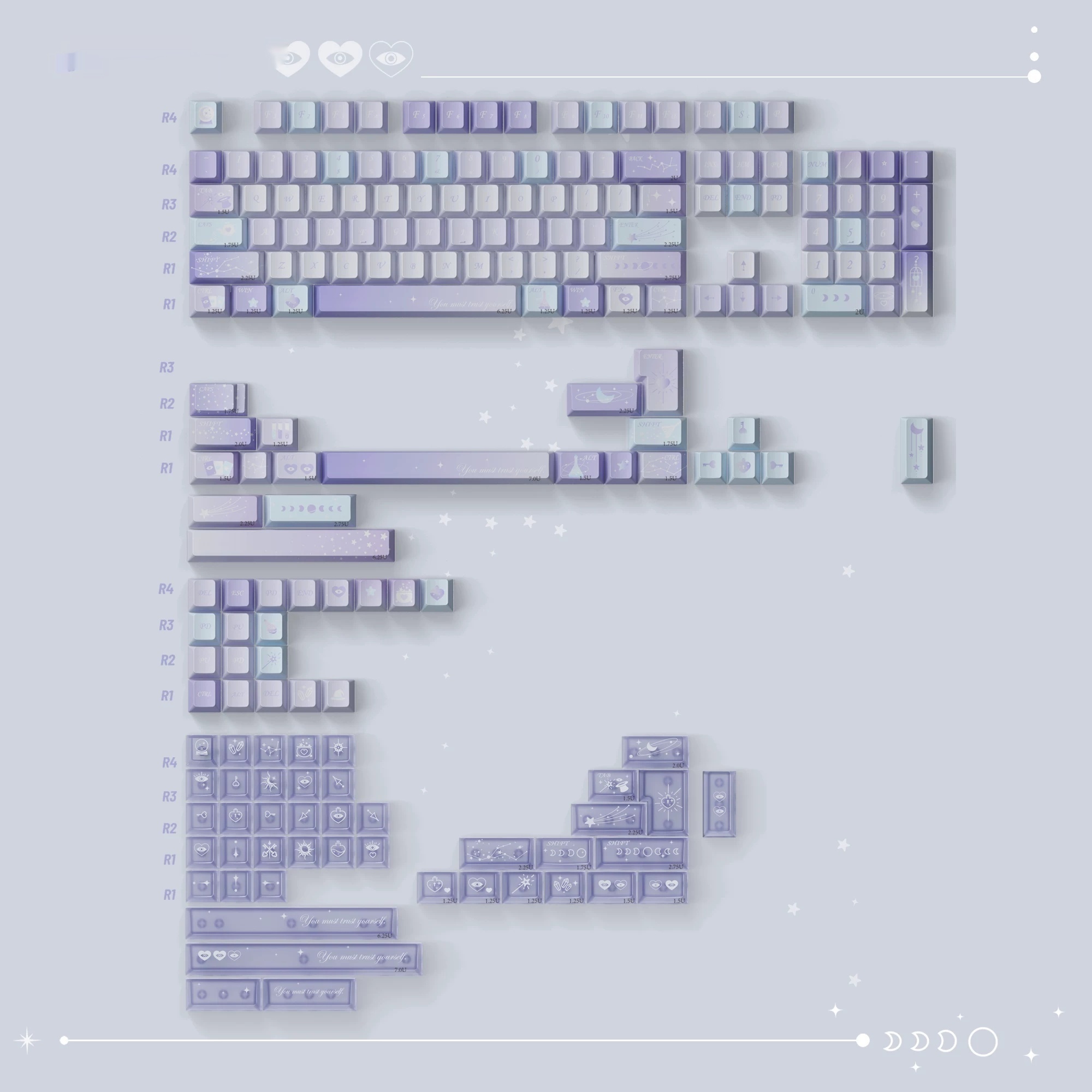Original-Height PBT Mechanical Keyboard Keycaps For Magical Experiments
