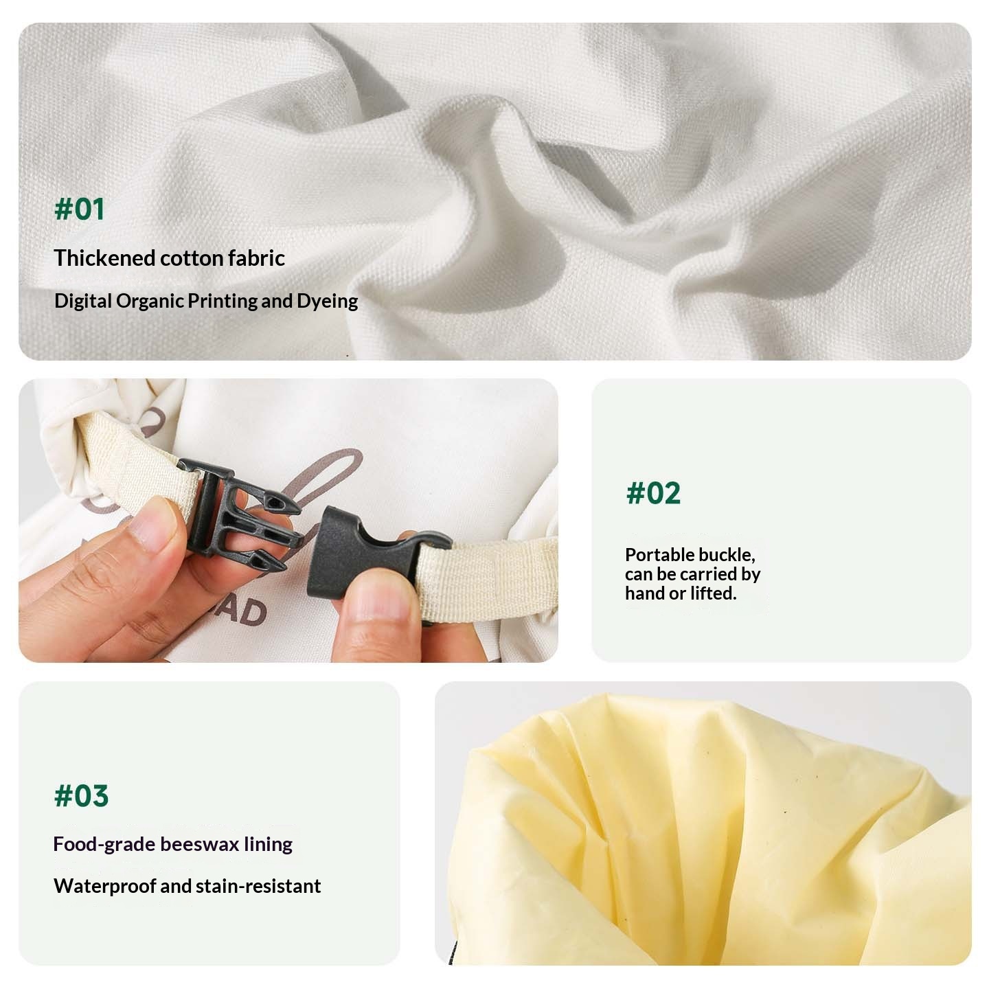 Reusable Food-grade Zippered Beeswax Bread Bag