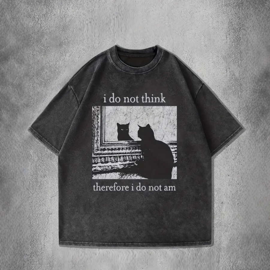 Womens American-Style Retro Washed & Distressed Short-Sleeve T-Shirt