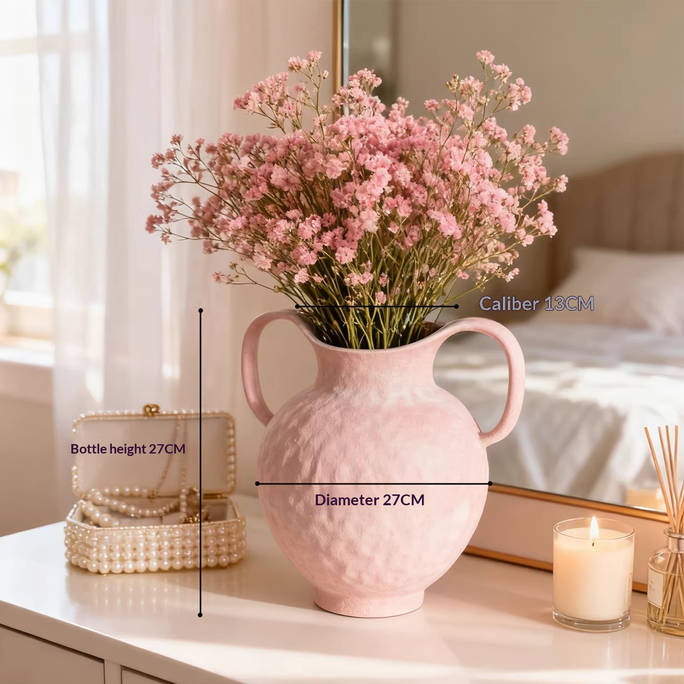 Handmade Ceramic Wabi-sabi Style Tabletop Flower Arrangement Double-eared Ceramic Jar