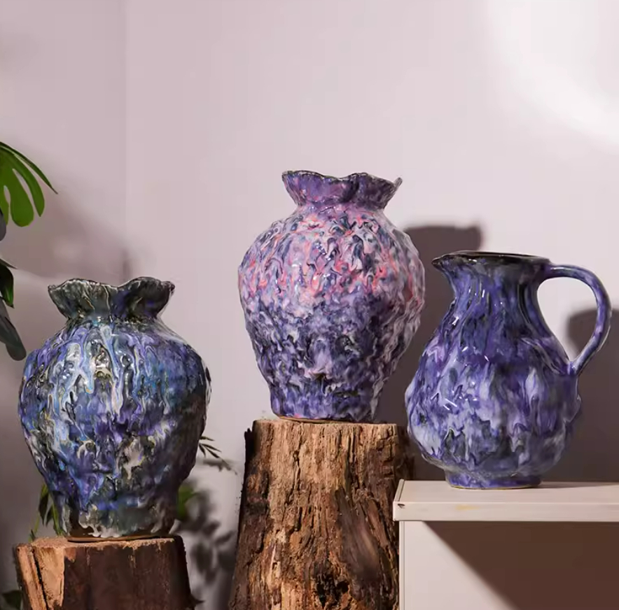 Oil Painting Style Decorative Ceramic Vase For Home Decor