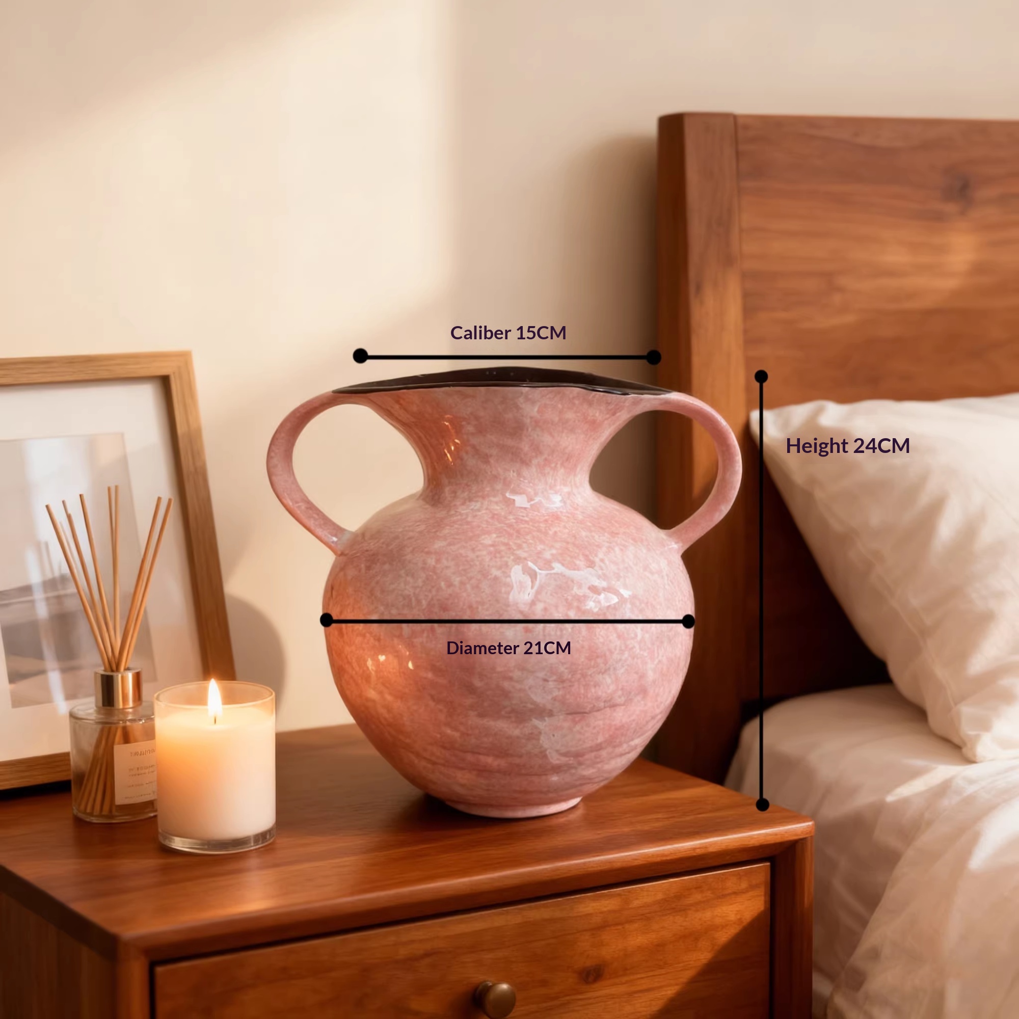 Handmade Ceramic Wabi-sabi Style Tabletop Flower Arrangement Double-eared Ceramic Jar