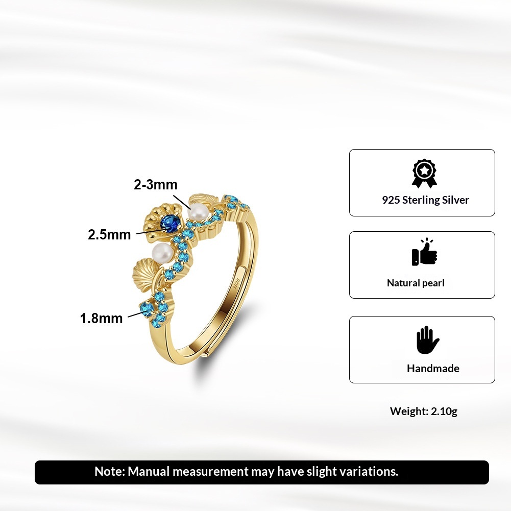 Dainty Design Zircon Pearl Shell Sterling Silver Ring