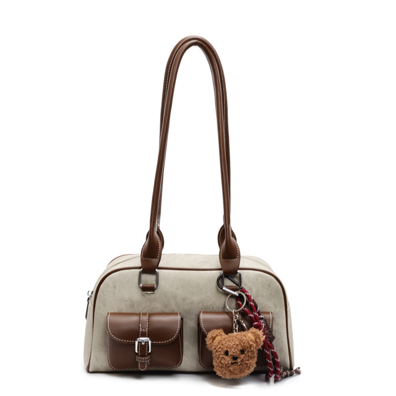 Retro Niche Color-block Commuter Handbag With A Chic Boston-style Underarm Design