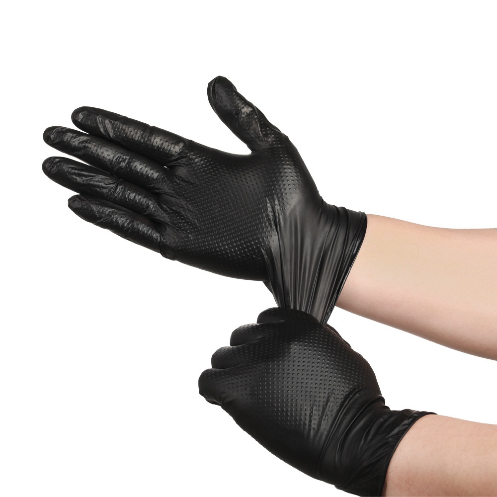 Thickened Diamond-textured Disposable Nitrile Protective Gloves