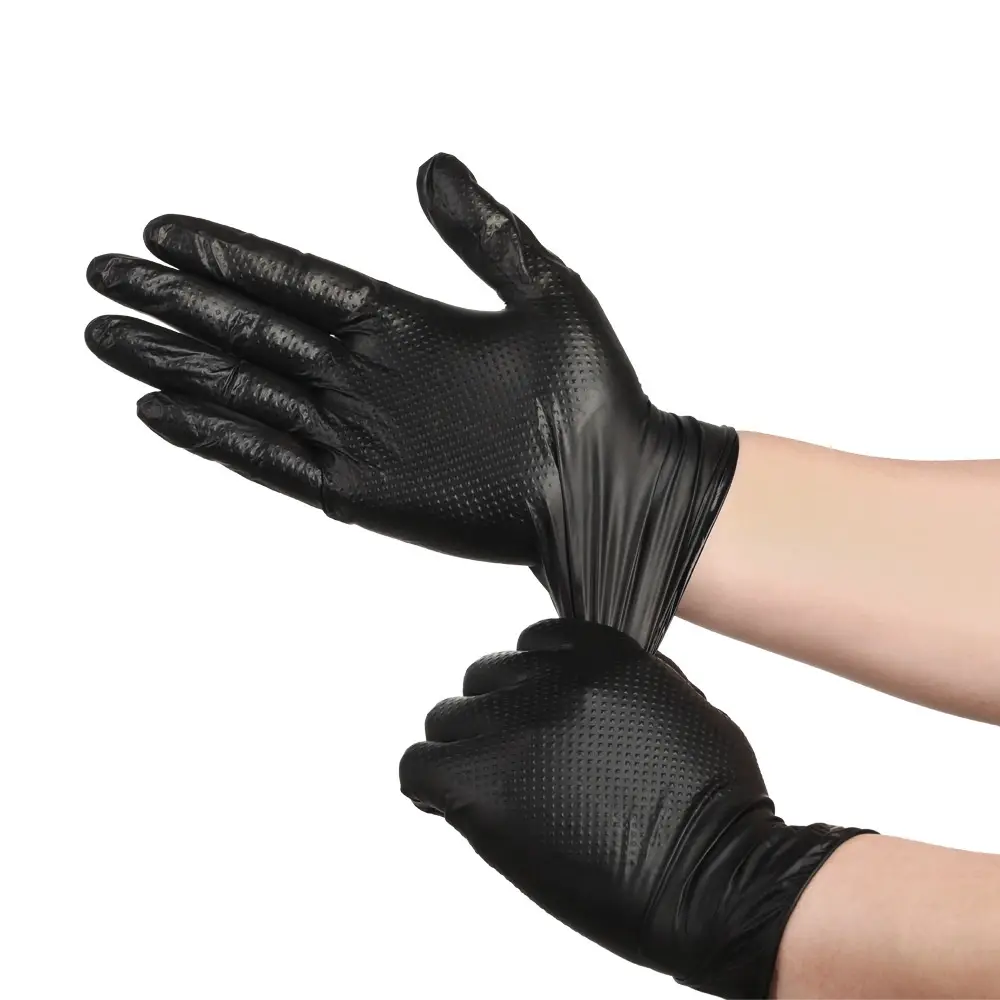 Thickened Diamond-textured Disposable Nitrile Protective Gloves