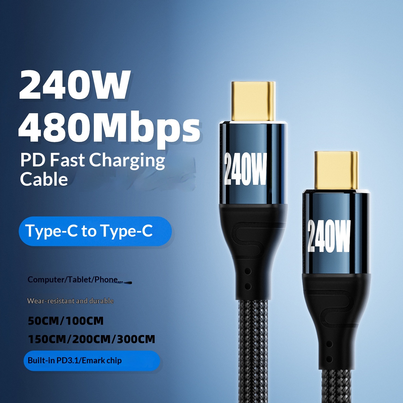 240W Super Fast Charging PD 31 Dual-Head Type-C Cable - Image 1