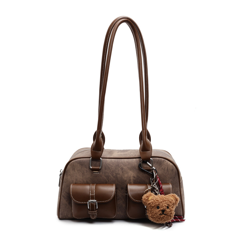 Retro Niche Color-block Commuter Handbag With A Chic Boston-style Underarm Design