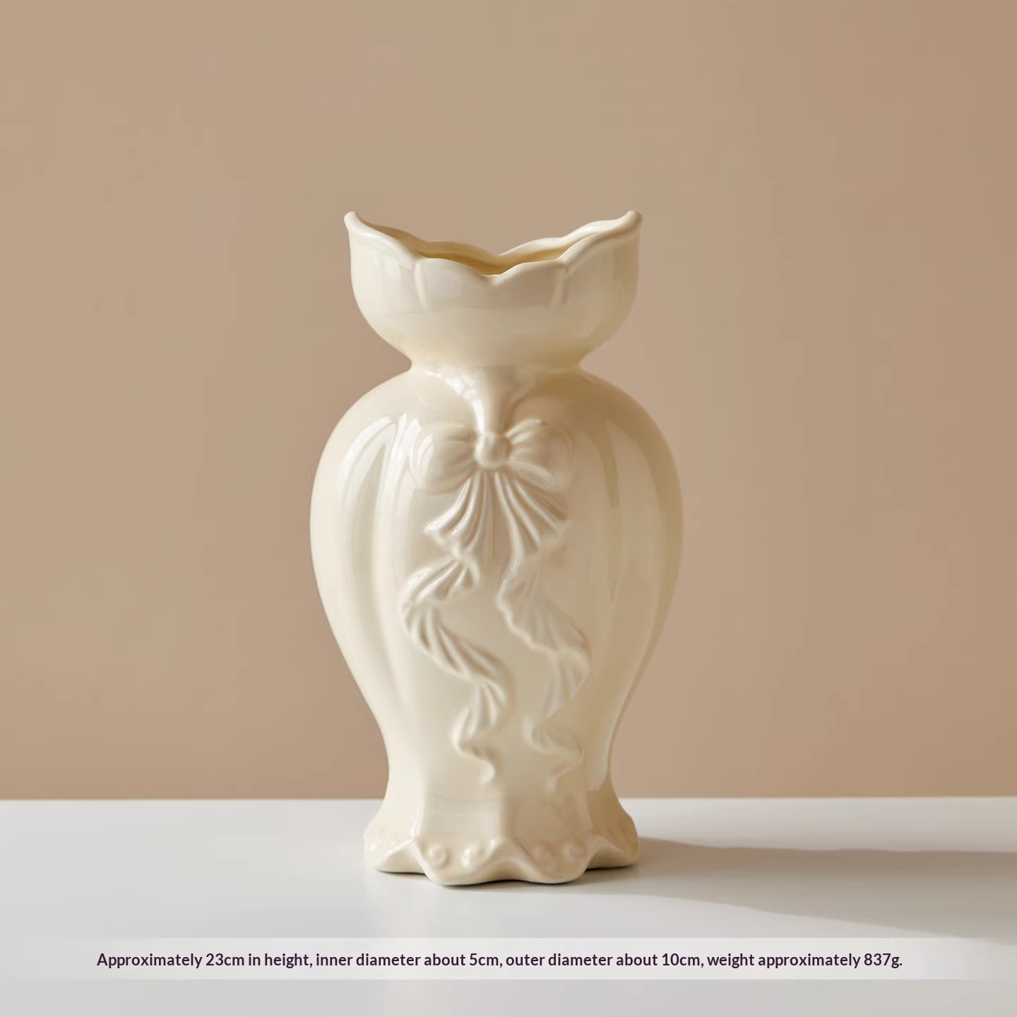 Ceramic Cream High-End Retro Living Room Hydroponic Flower Vase Ornament