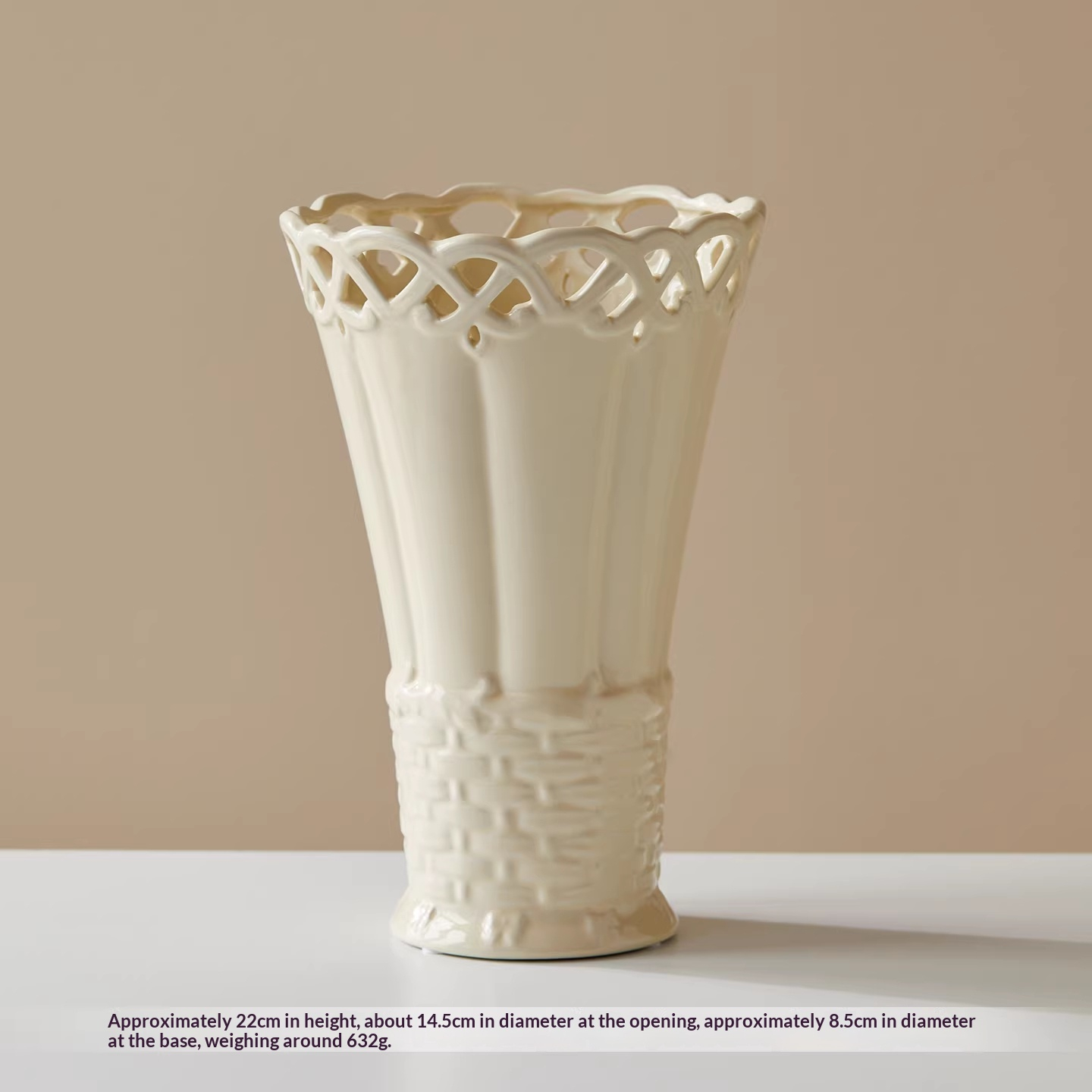 Ceramic Cream High-End Retro Living Room Hydroponic Flower Vase Ornament