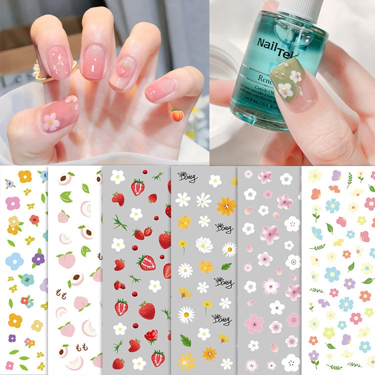 New Summer Nail Stickers Featuring Flower And Peach Designs - imagen 1