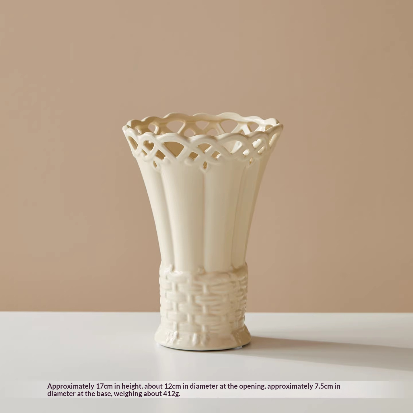 Ceramic Cream High-End Retro Living Room Hydroponic Flower Vase Ornament