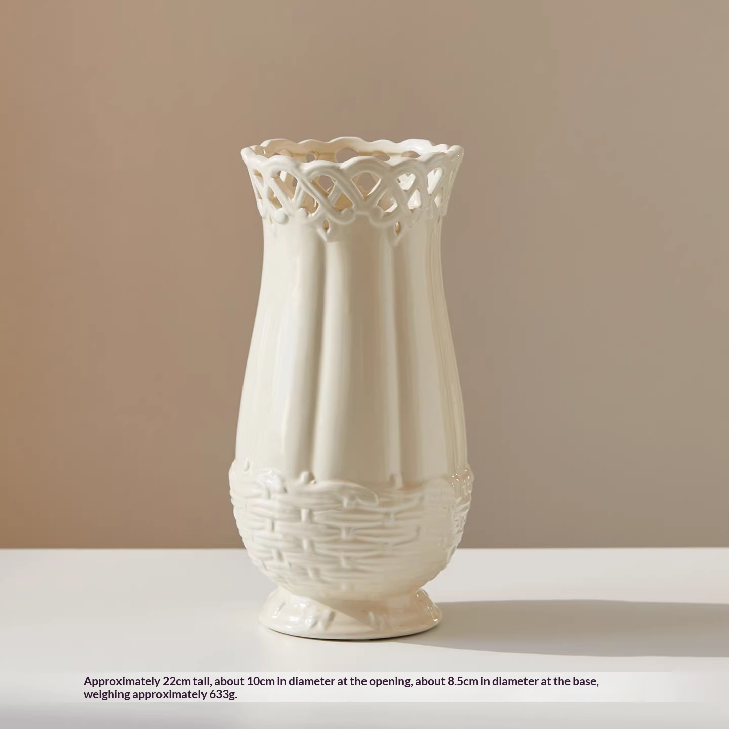 Ceramic Cream High-End Retro Living Room Hydroponic Flower Vase Ornament