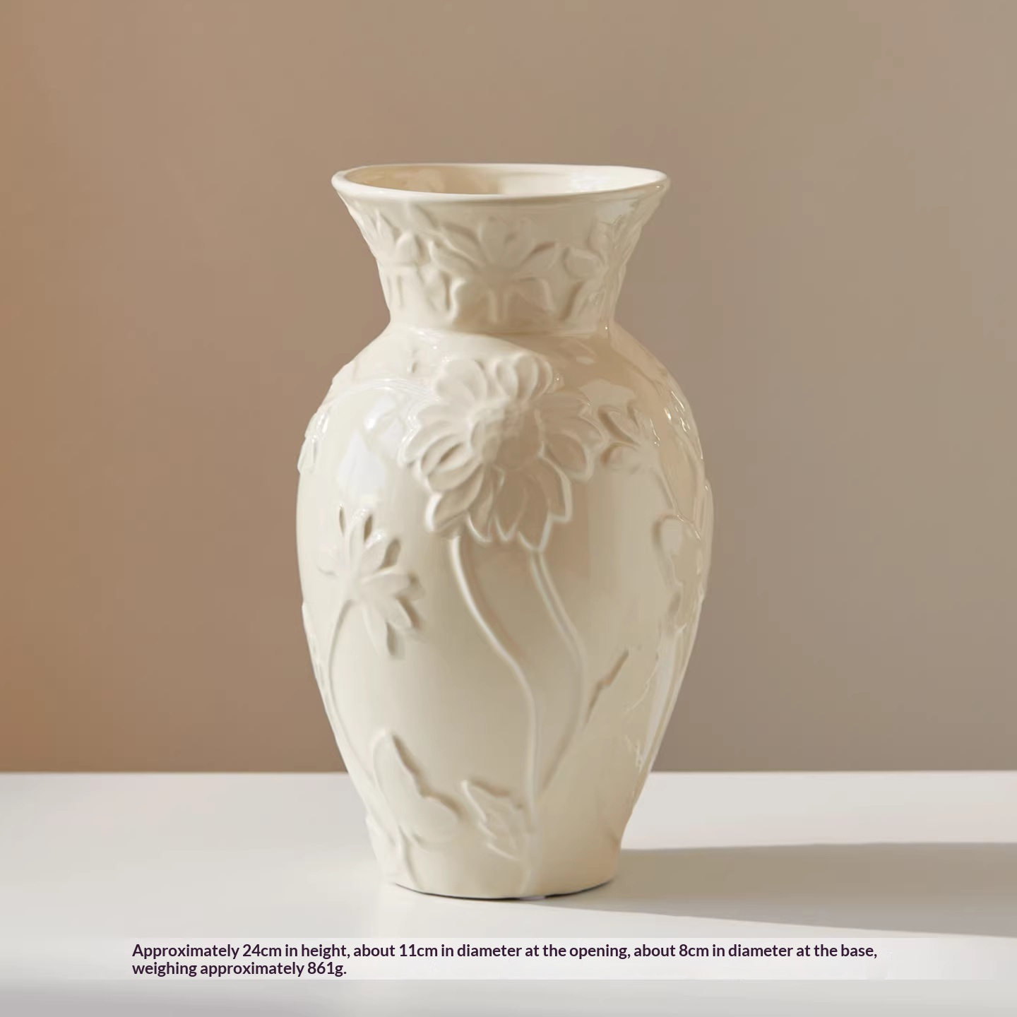 Ceramic Cream High-End Retro Living Room Hydroponic Flower Vase Ornament