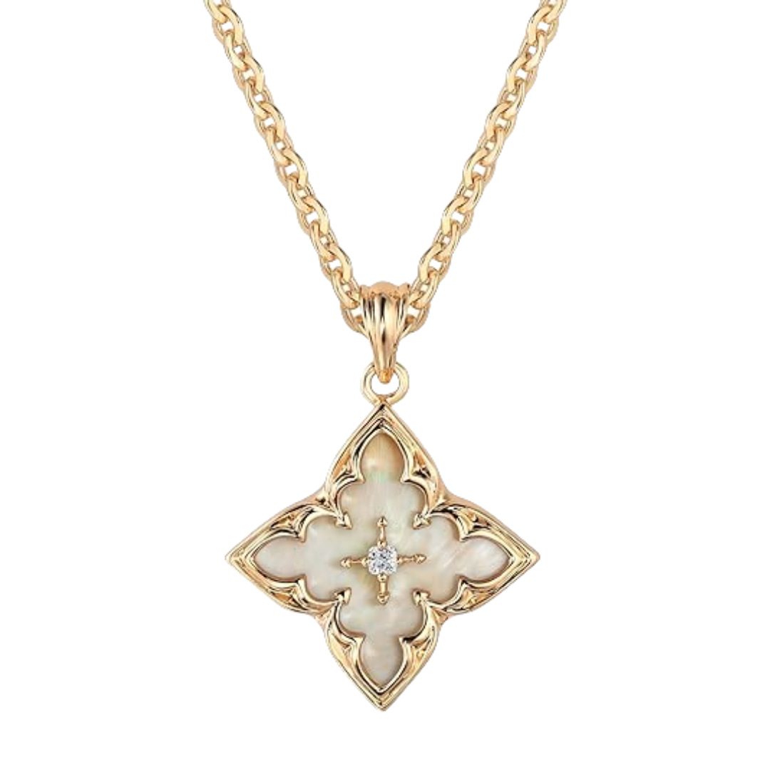 14k Gold-plated Zircon Pendant Necklace With A Clavicle Chain