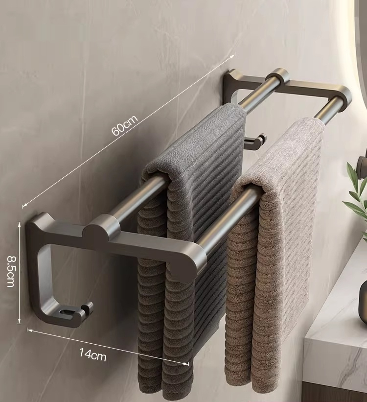 Thickened Towel Rack With Hooks Foldable Bath Towel Rack