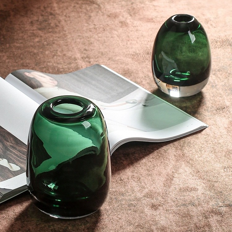 Round Substantial Glass Vase Decorative Ornament