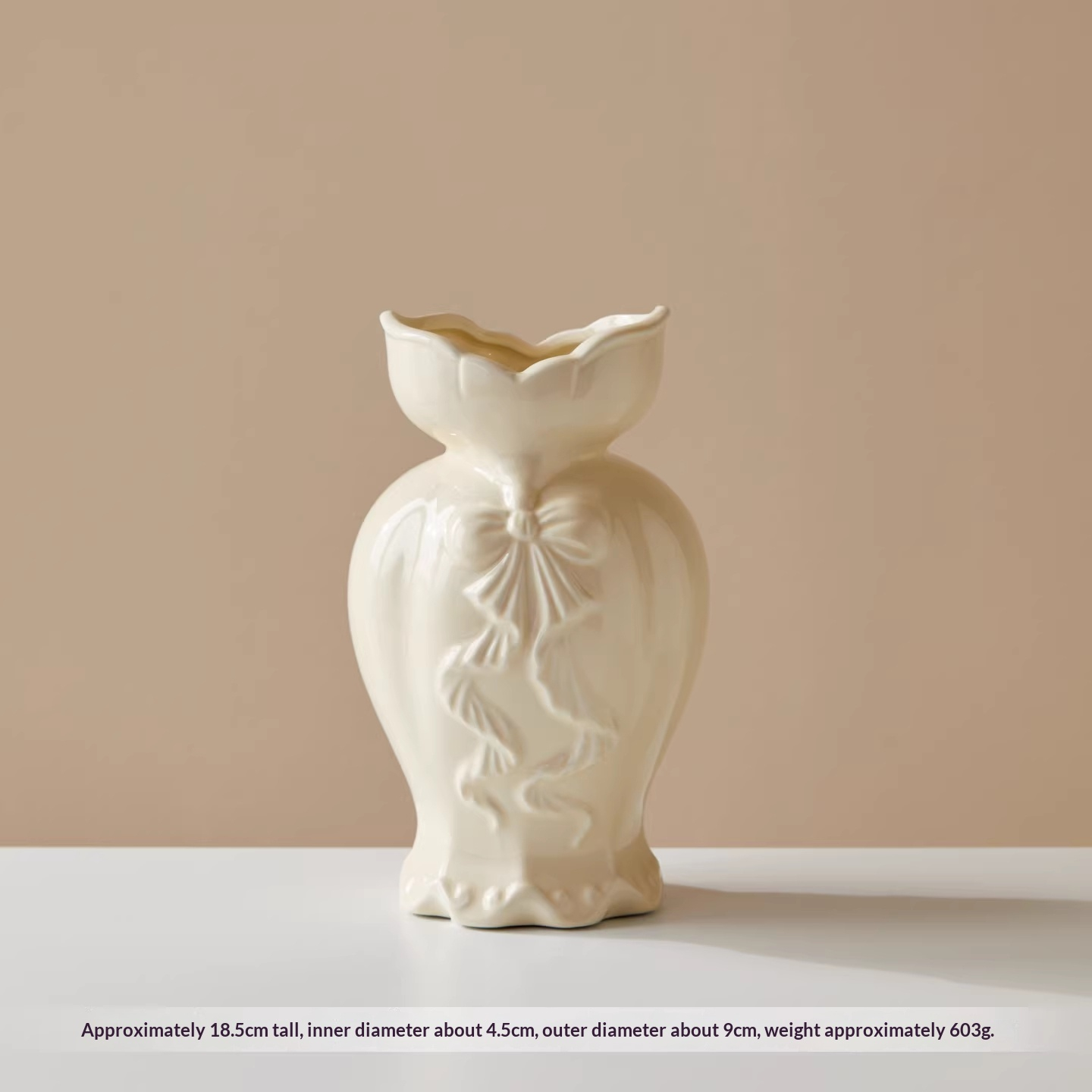 Ceramic Cream High-End Retro Living Room Hydroponic Flower Vase Ornament