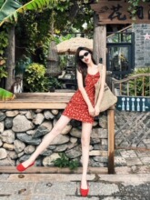 Womens Red Floral Sundress For Beach Vacations