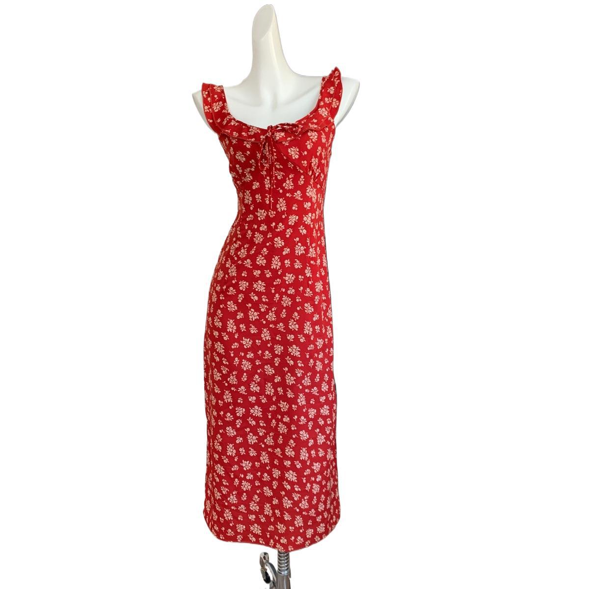 Womens Red Floral Sundress For Beach Vacations
