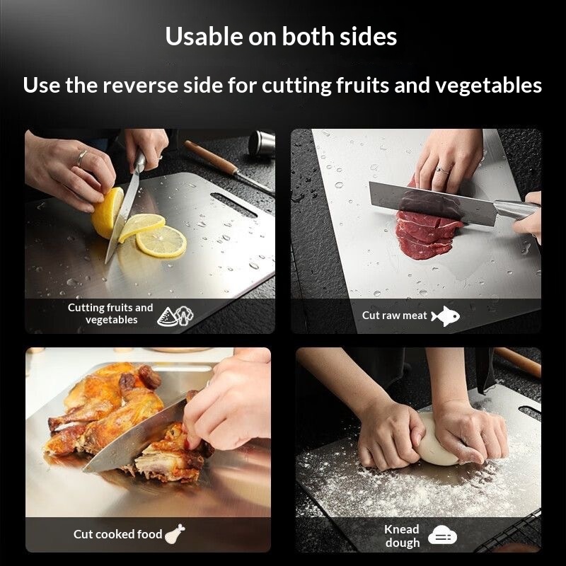 304 Stainless Steel Cutting Board, 316 Large Double-Sided Mold-Proof Chopping Board For Home Kitchen, Cutting & Rolling Dough, Cross-Border Labeling