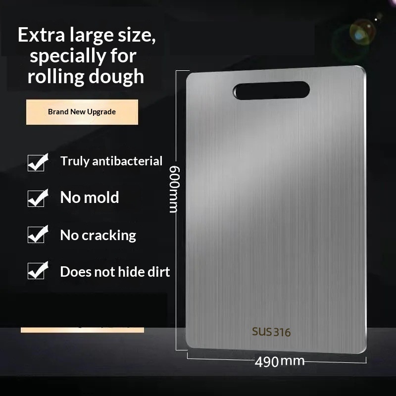 304 Stainless Steel Cutting Board, 316 Large Double-Sided Mold-Proof Chopping Board For Home Kitchen, Cutting & Rolling Dough, Cross-Border Labeling