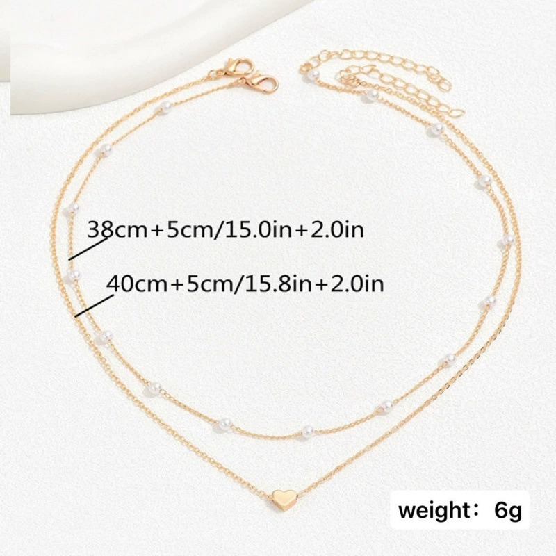 Pearl Heart Double-Layer Necklace Light Luxury Niche Design