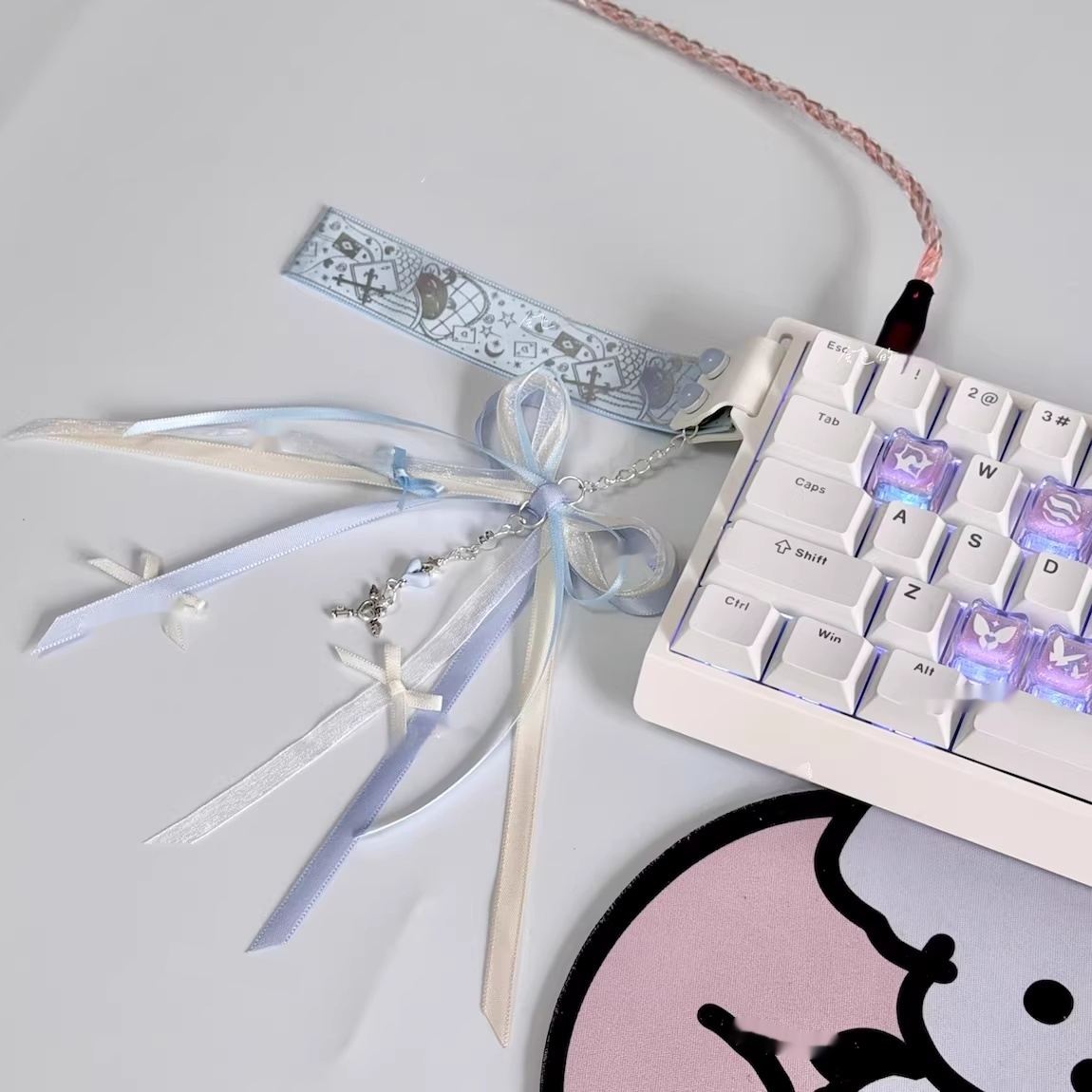 Cute Customized Blue Keyboard Decor Ribbon