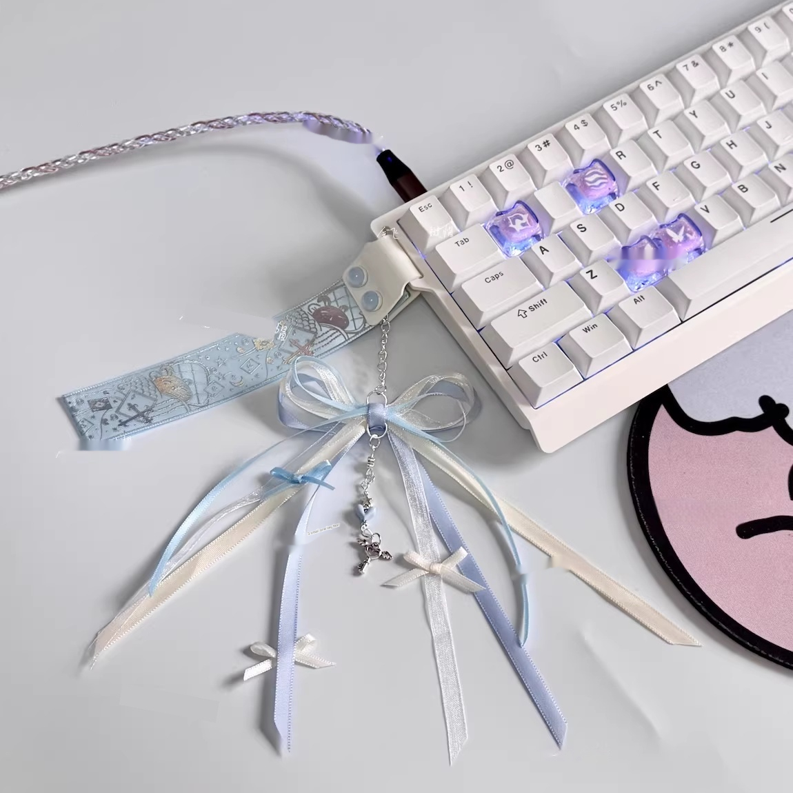 Cute Customized Blue Keyboard Decor Ribbon