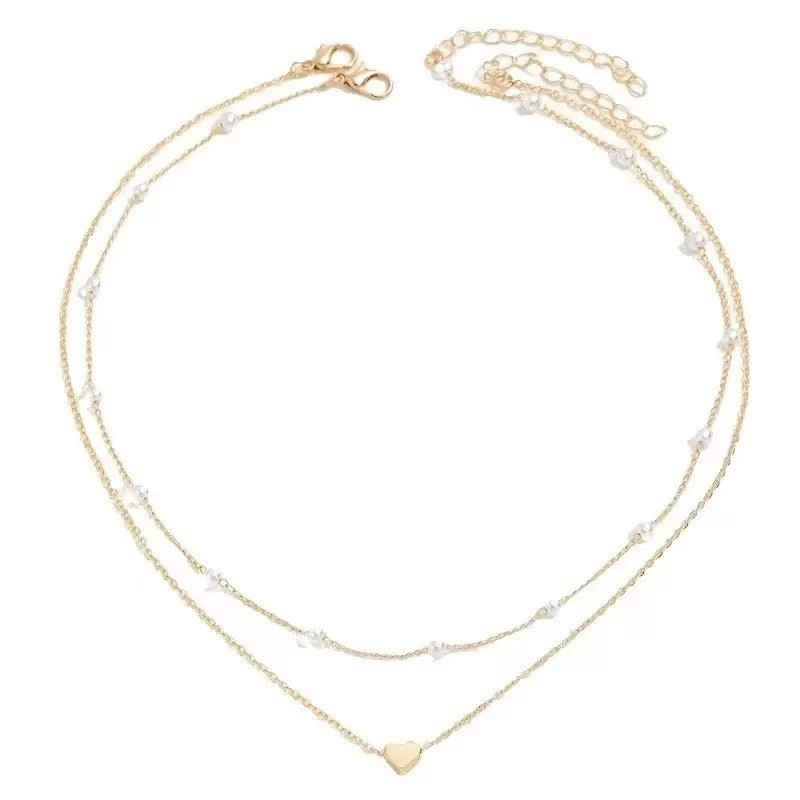 Pearl Heart Double-Layer Necklace Light Luxury Niche Design