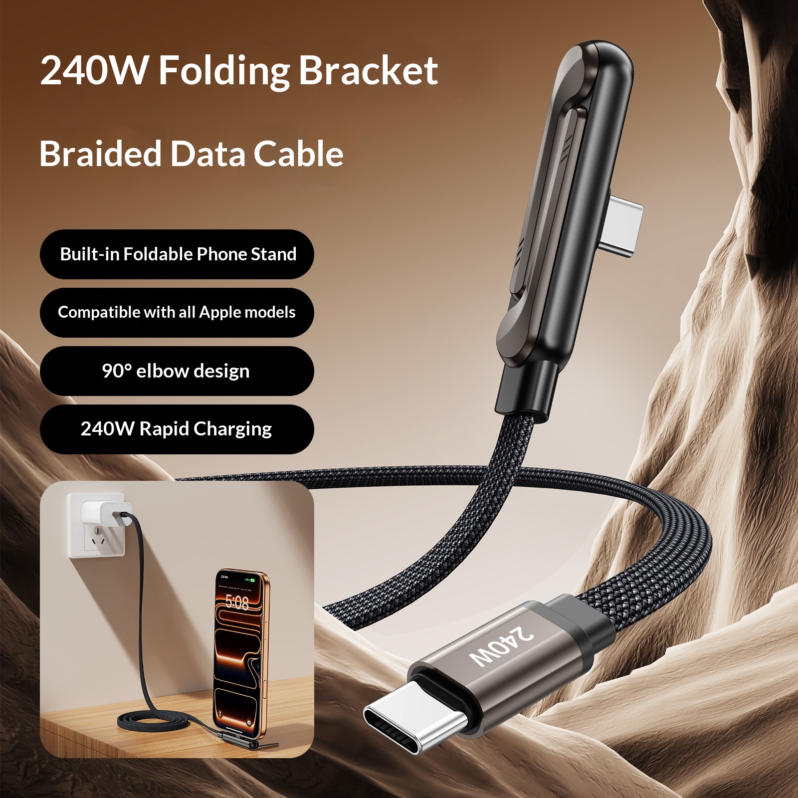 Soporte para Teléfono Multifuncional con Cable de Carga Ultrarrápida 240W - imagen 1