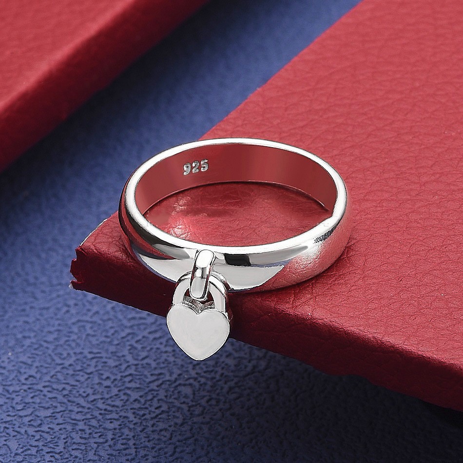 Fashionable Niche-design Silver-plated Heart-lock Ring