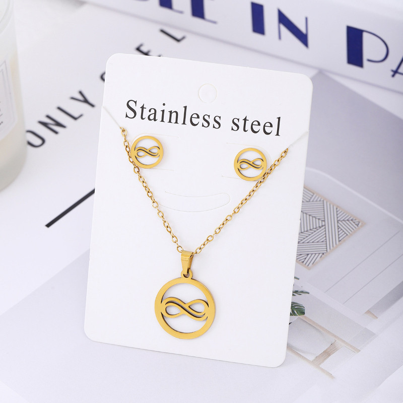 Minimalist Titanium Steel Jewelry Set Stainless Steel Necklace And Earrings