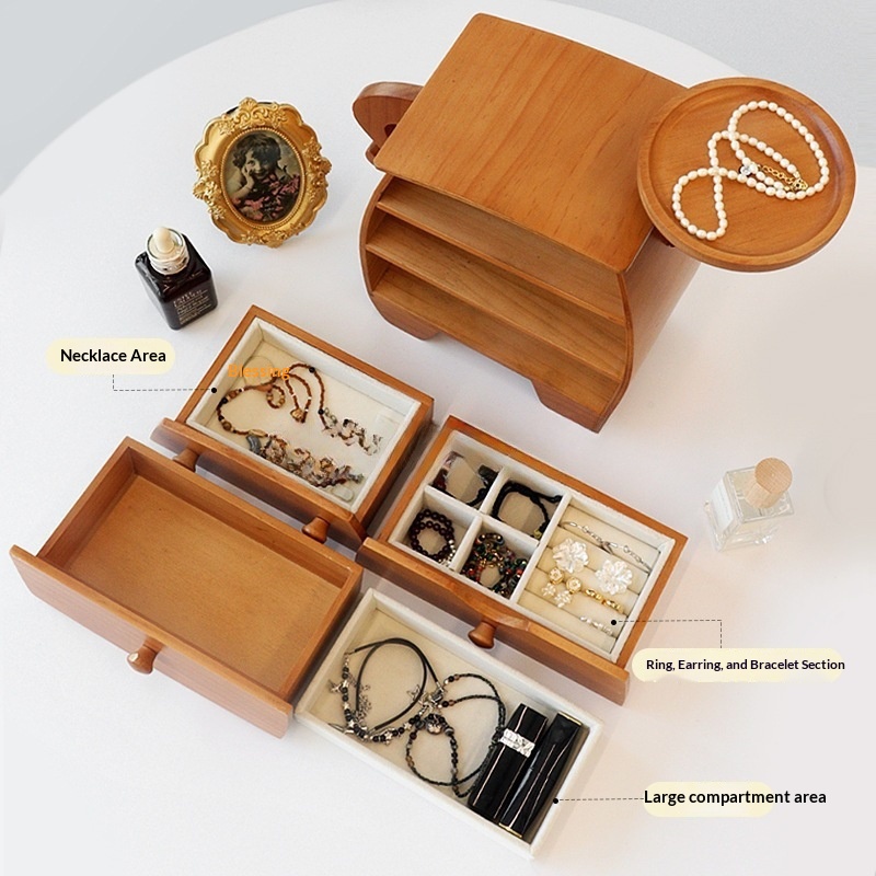Plump Sturdy Solid-wood Storage Box For Jewelry And Necklacesperfect For Newlyweds