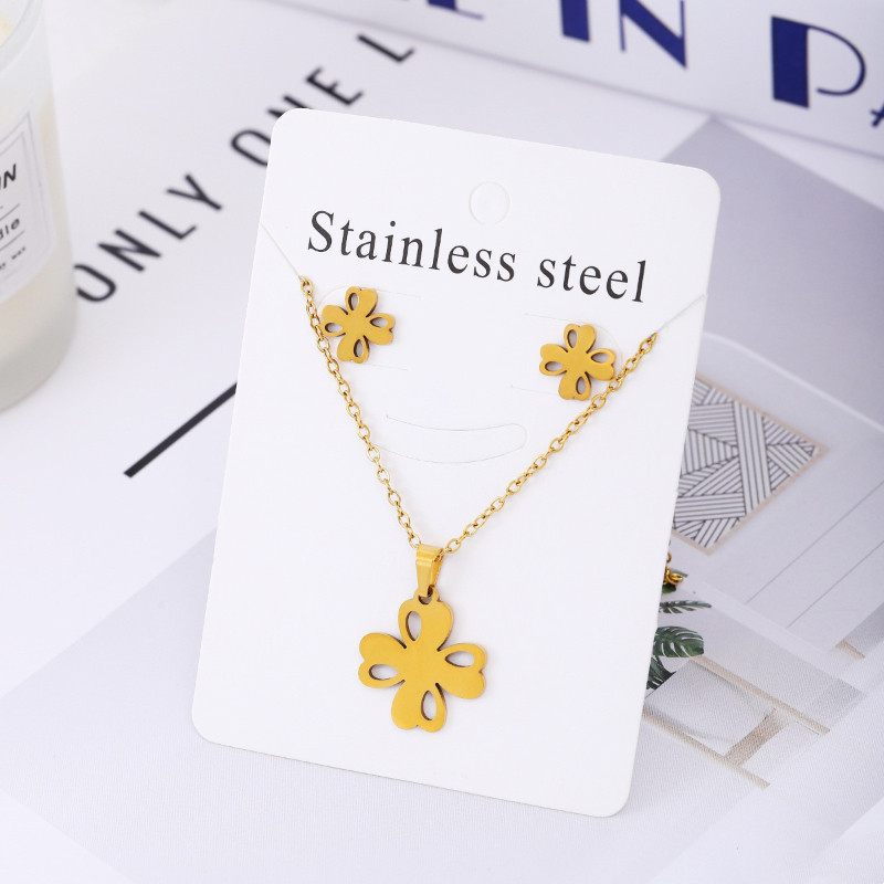 Minimalist Titanium Steel Jewelry Set Stainless Steel Necklace And Earrings