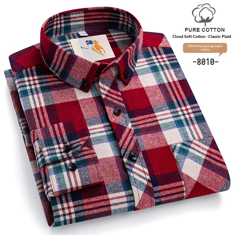 AutumnWinter Youth Brushed-Flannel Plaid Shirt
