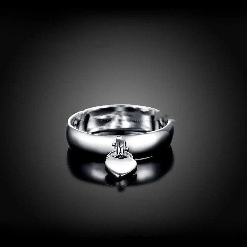 Fashionable Niche-design Silver-plated Heart-lock Ring
