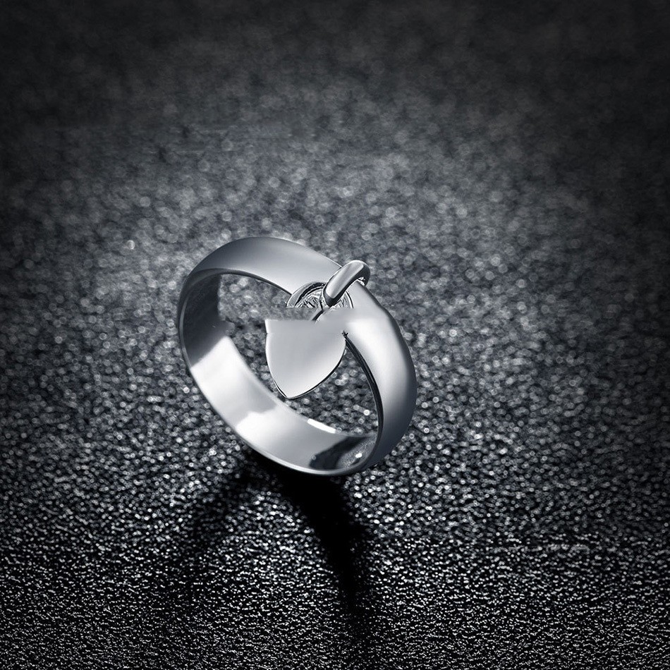 Fashionable Niche-design Silver-plated Heart-lock Ring