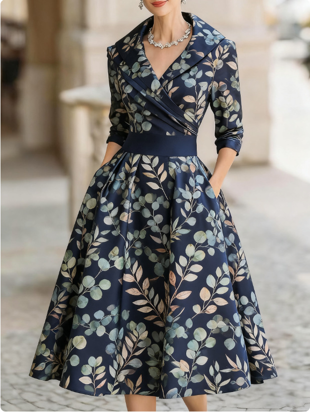 Elegant Formal French-style Waist-cinched Dress