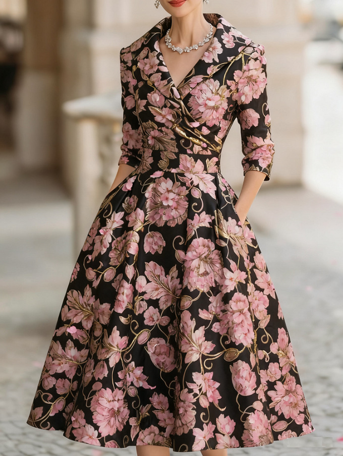 Elegant Formal French-style Waist-cinched Dress