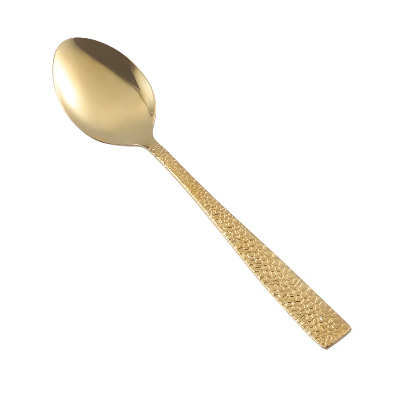 4-piece Stainless Steel Cutlery Set With Hammered-handle Spoons