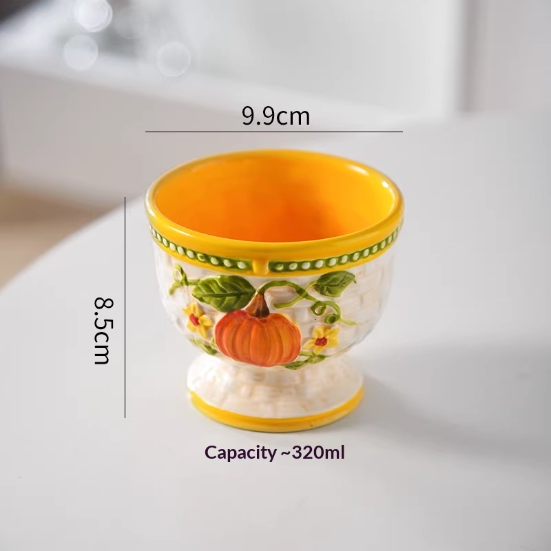 High-value Tall-stemmed Ceramic Breakfast Milk Cup Ice Cream Cup